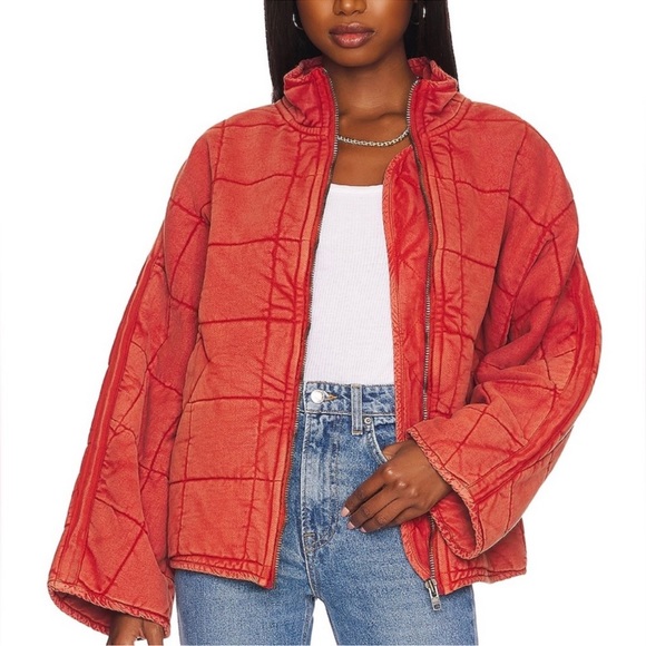 Dolman Quilted Knit Jacket MYRRH Red - Picture 3 of 8